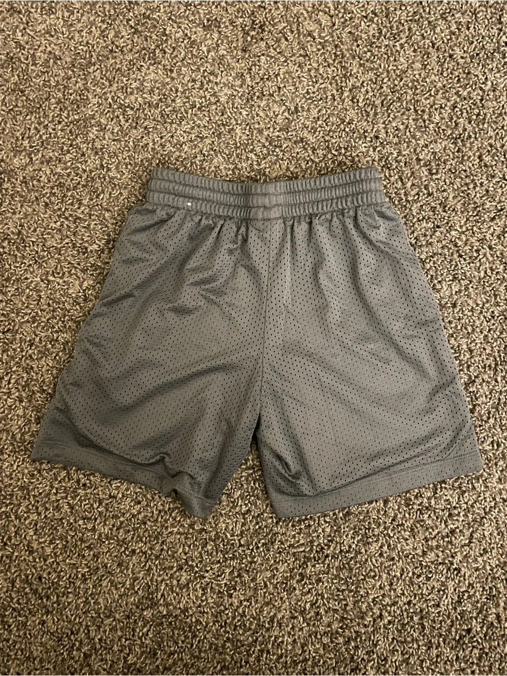 Boy’s Nike Gray Athletic Mesh Shorts with White Swoosh